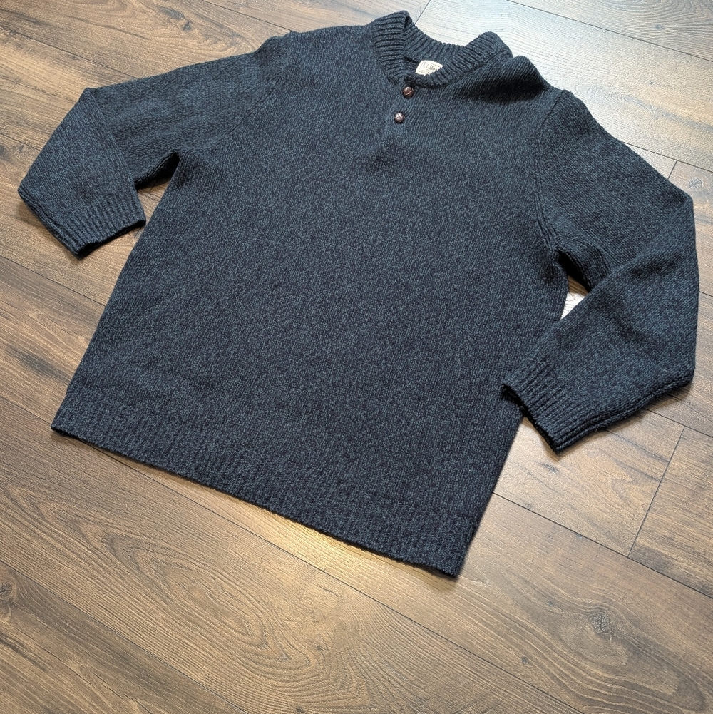 L.L. Bean Lambs Wool Navy Blue Speckled Sweater Size XXL Tall